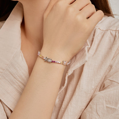 [Elowen Jewels]Ornate Colorful Butterfly Shape Round Cut Daily Bracelet