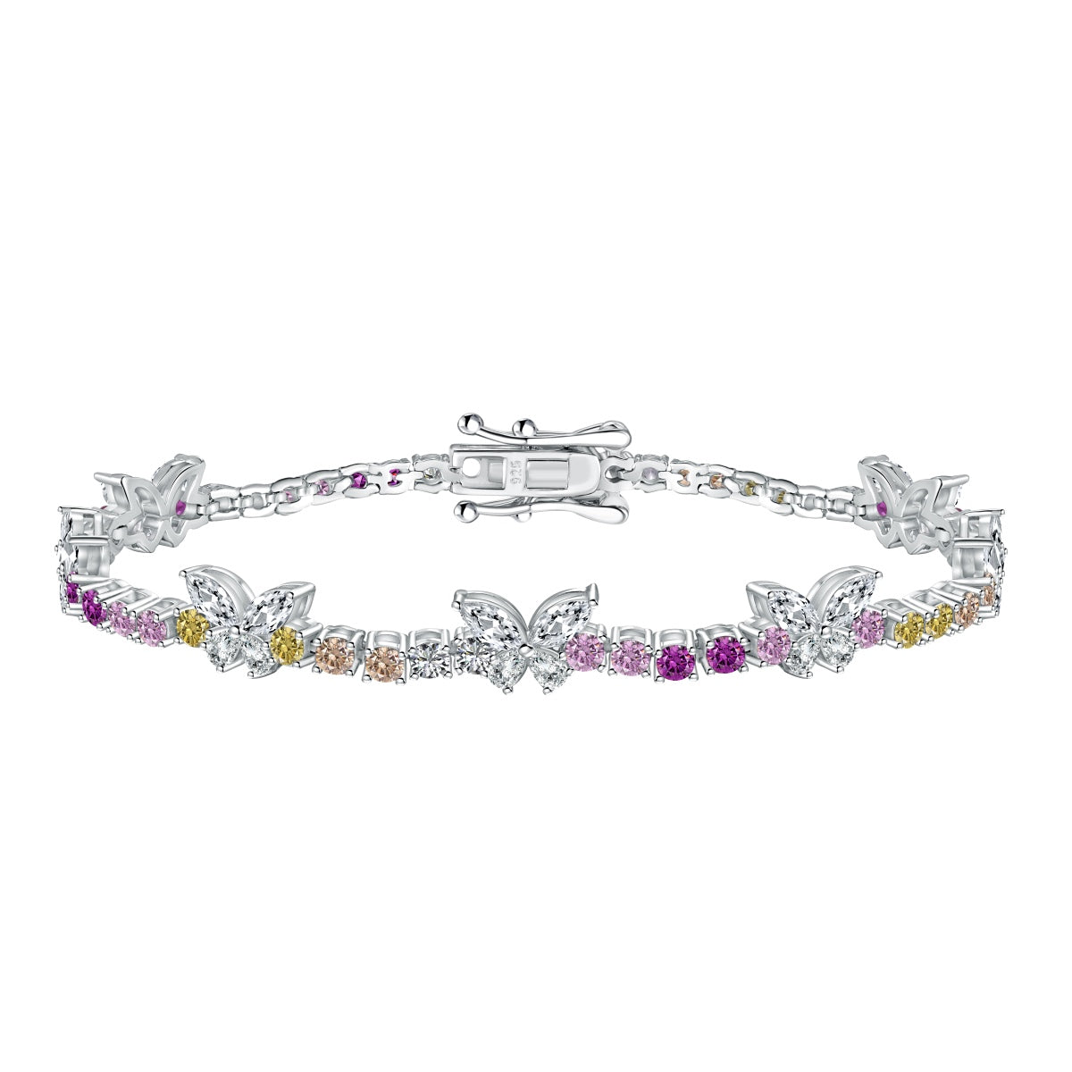 [Elowen Jewels]Ornate Colorful Butterfly Shape Round Cut Daily Bracelet