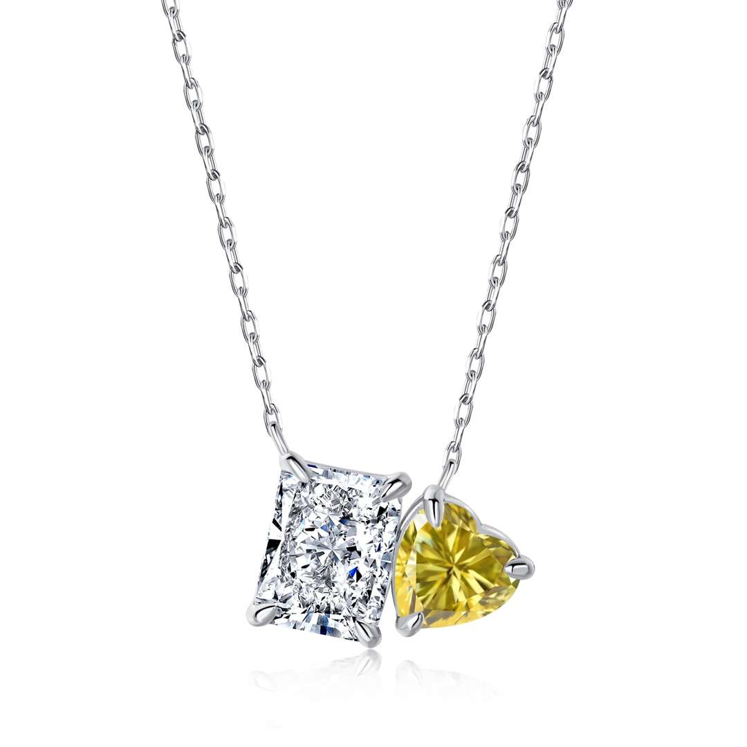 [Elowen Jewels]Dazzling Square & Heart Shape Necklace
