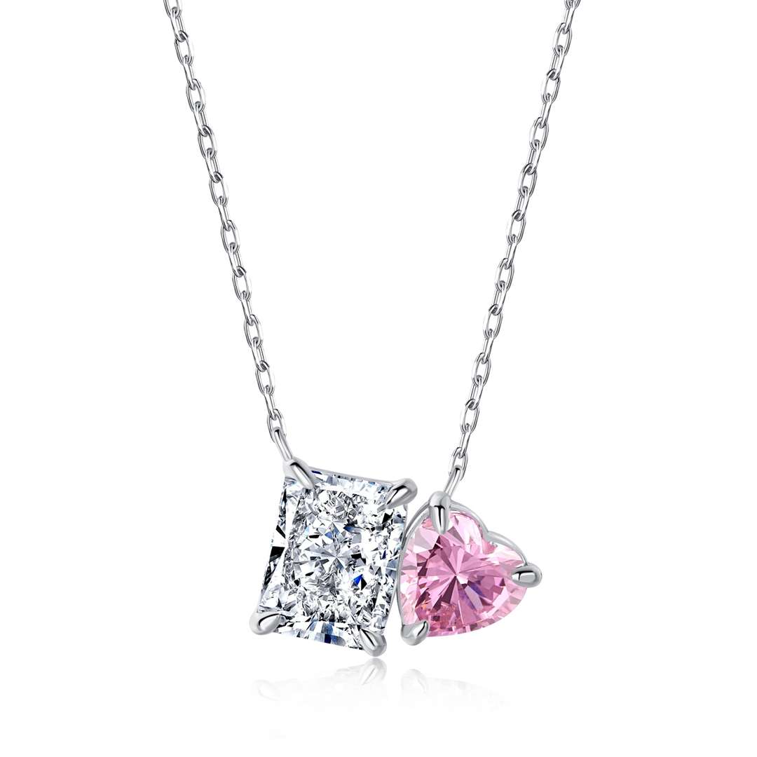 [Elowen Jewels]Dazzling Square & Heart Shape Necklace