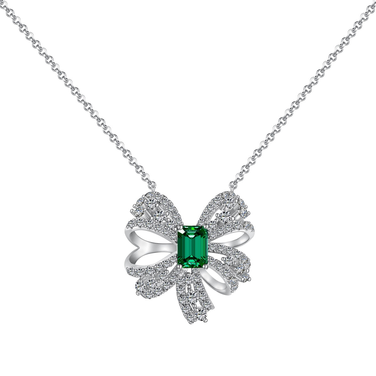 [Elowen Jewels]Luxurious Flower Shape Emerald Cut Necklace