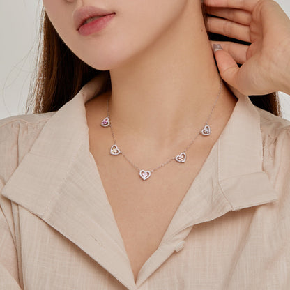 [Elowen Jewels]Sparkling Five Heart Necklace