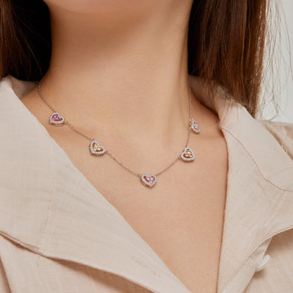 [Elowen Jewels]Sparkling Five Heart Necklace