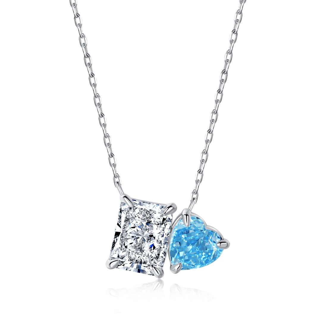 [Elowen Jewels]Dazzling Square & Heart Shape Necklace