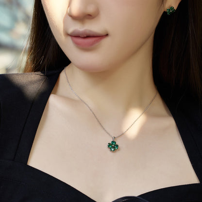 [Elowen Jewels]Heart-Shaped Four-Leaf Clover Bead Necklace