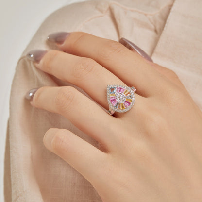 [Elowen Jewels]Elegant Colorful Water Drop Shape Banquet Ring