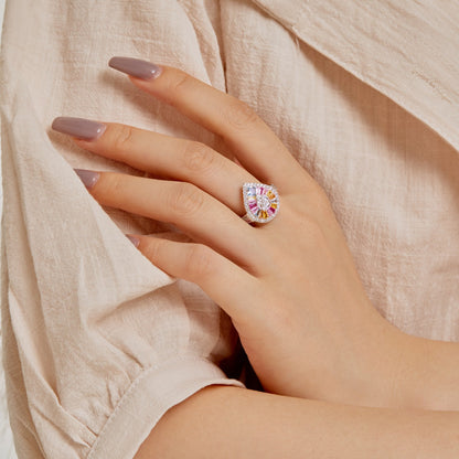 [Elowen Jewels]Elegant Colorful Water Drop Shape Banquet Ring