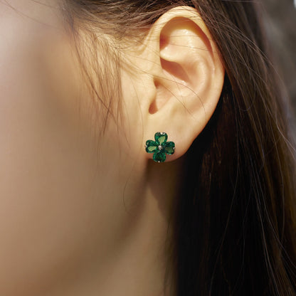 [Elowen Jewels]Four-Leaf Clover Ball Earrings