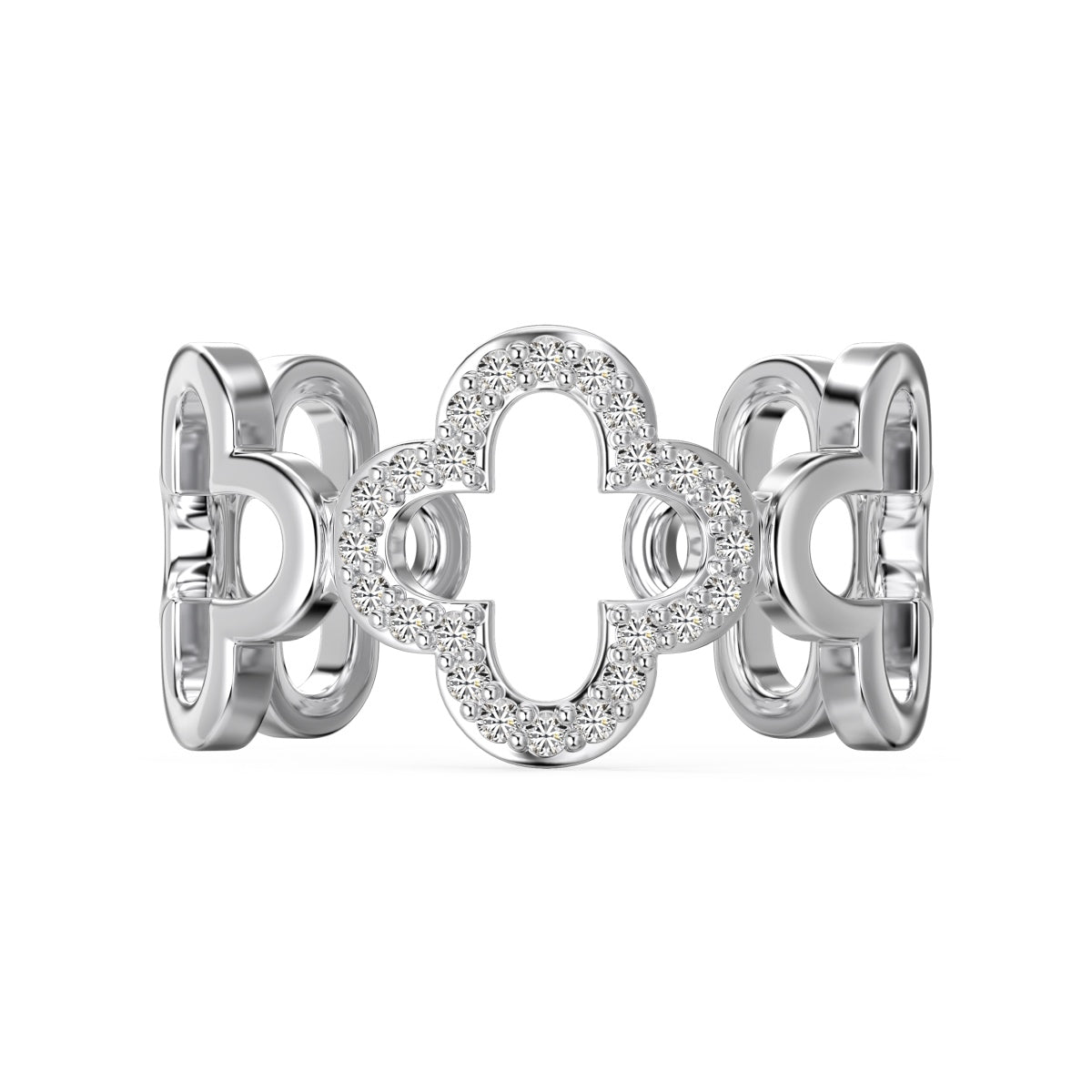 [Elowen Jewels]Hollow Design Four-Leaf Clover Flower Shape Ring
