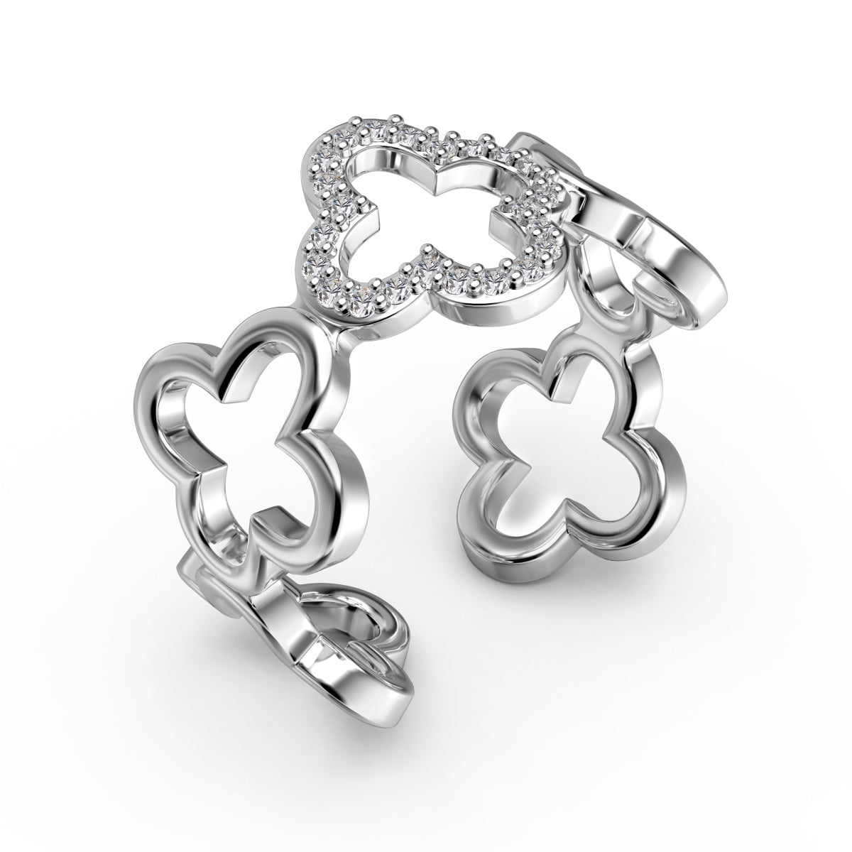 [Elowen Jewels]Hollow Design Four-Leaf Clover Flower Shape Ring