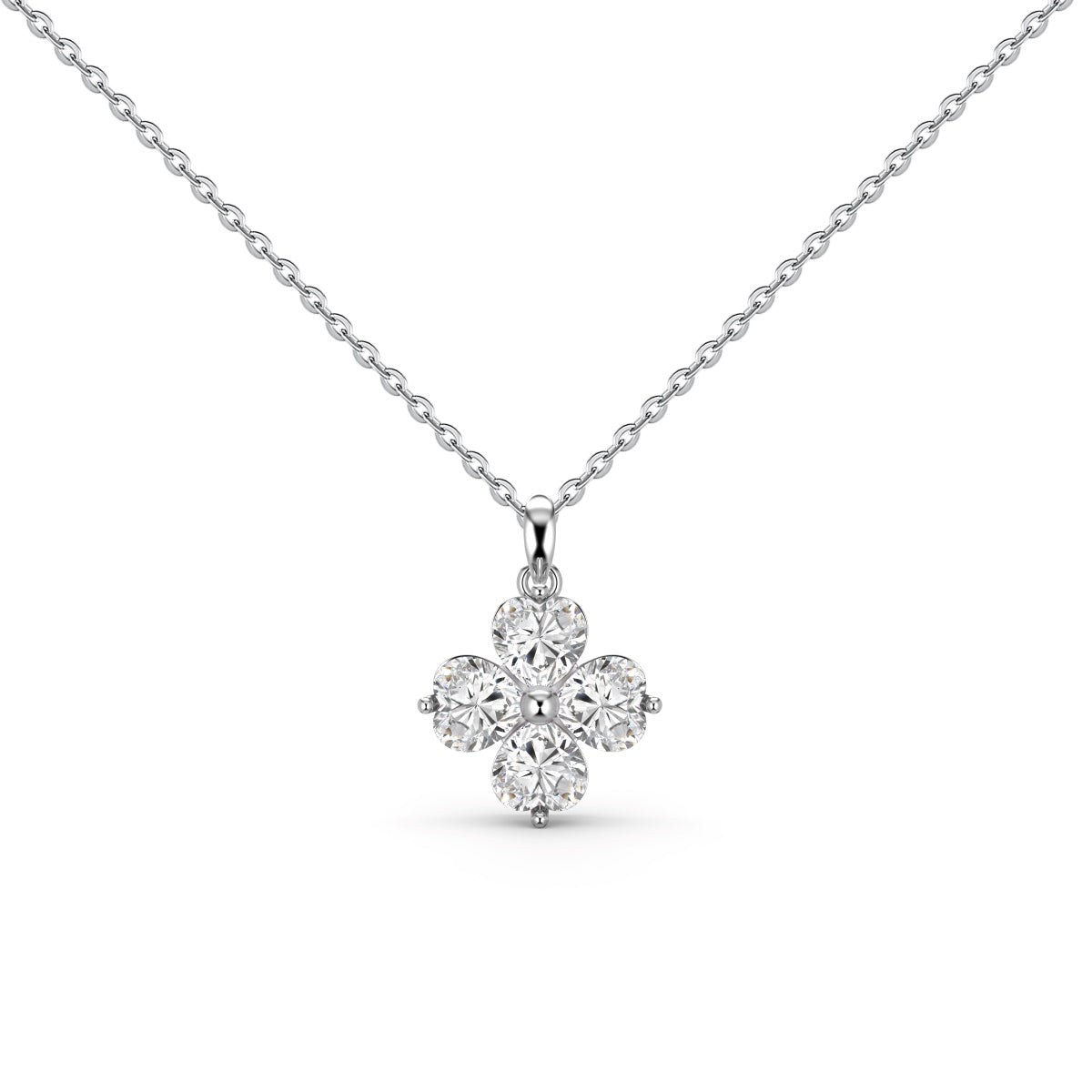 [Elowen Jewels]Heart-Shaped Four-Leaf Clover Bead Necklace