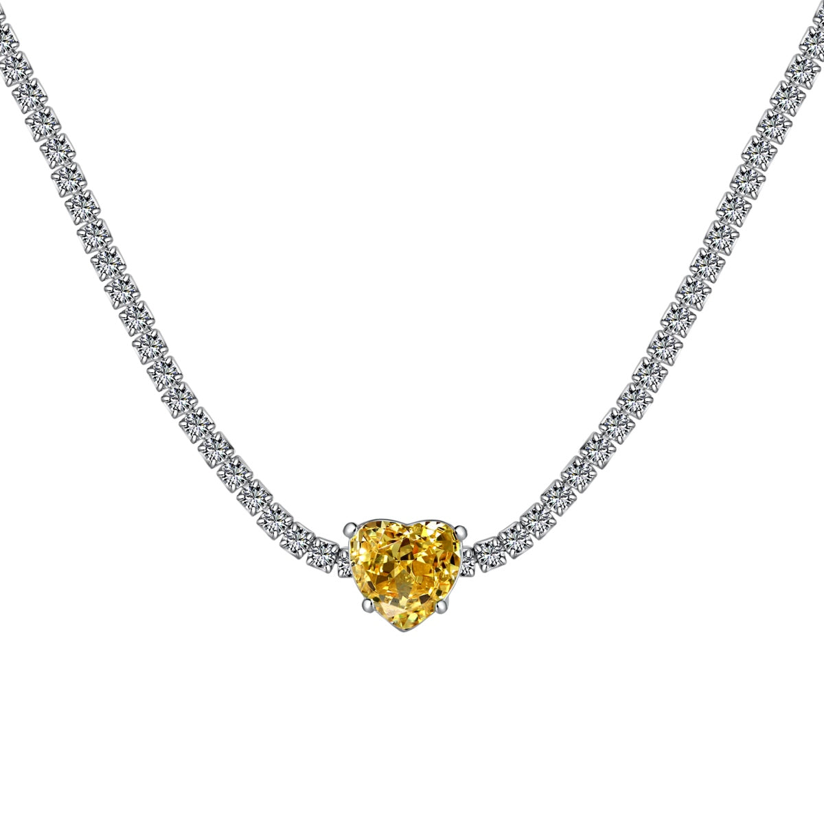 [Elowen Jewels]2.0 Carat Sparkling Tennis Heart Cut Necklace