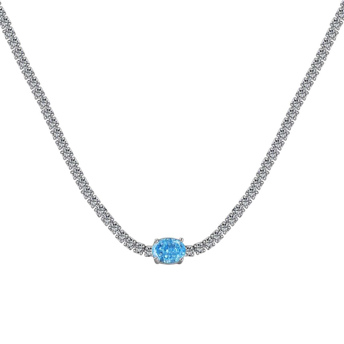 [Elowen Jewels]1.0 Carat Shining Oval Cut Necklace