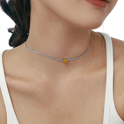 [Elowen Jewels]2.0 Carat Sparkling Tennis Heart Cut Necklace