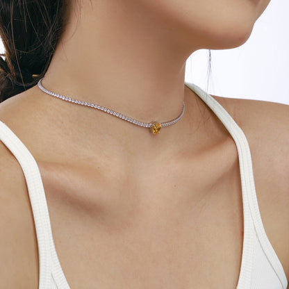 [Elowen Jewels]2.0 Carat Sparkling Tennis Heart Cut Necklace