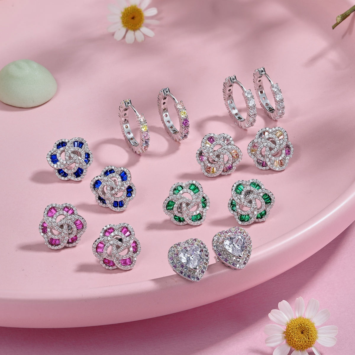 [Elowen Jewels]Radiant Colorful Round Cut Earrings