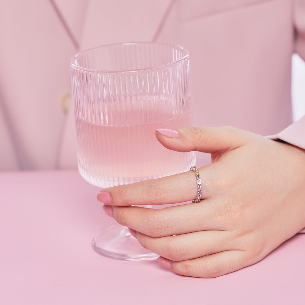 [Elowen Jewels]Sparkling Colorful Round Cut Tennis Ring