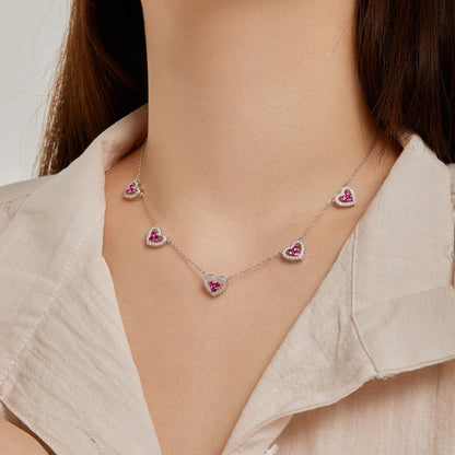 [Elowen Jewels]Sparkling Five Heart Necklace
