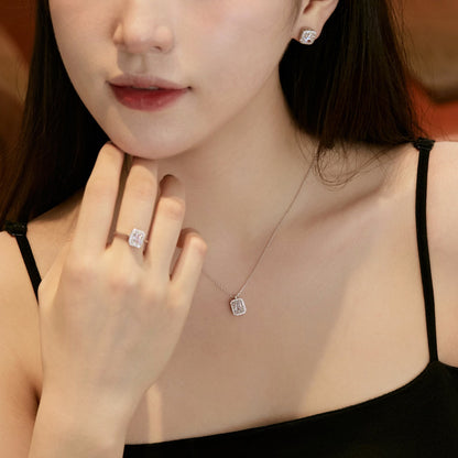 [Elowen Jewels]1.0 Carat Luxurious Dainty Emerald Cut Daily Earrings