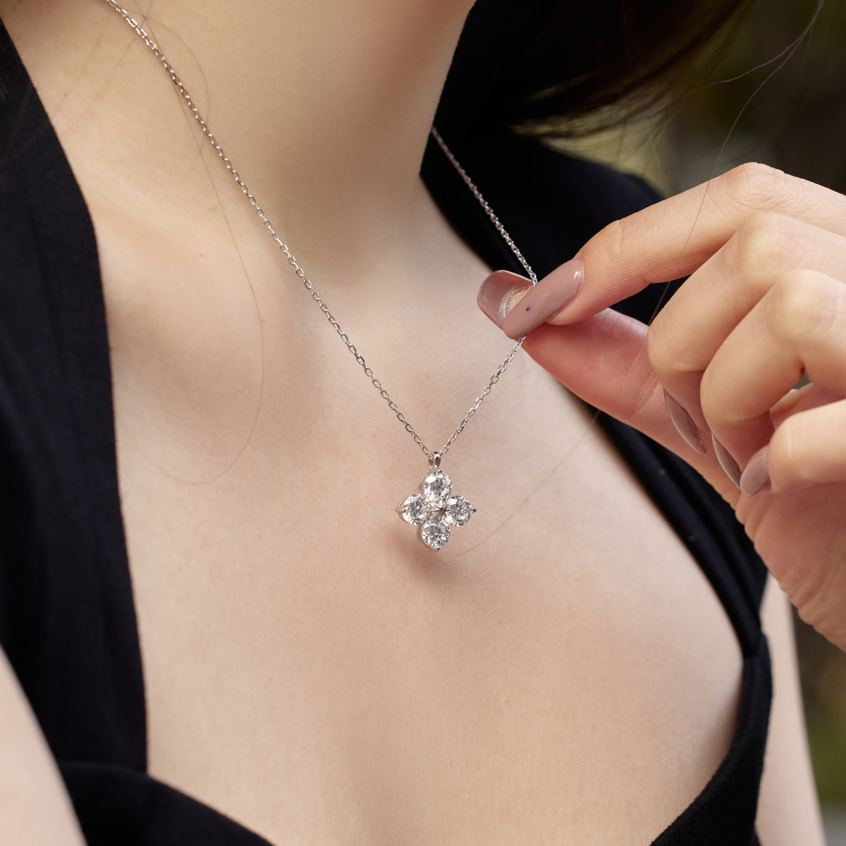 [Elowen Jewels]Four-Leaf Clover And Eight-Pointed Star Necklace