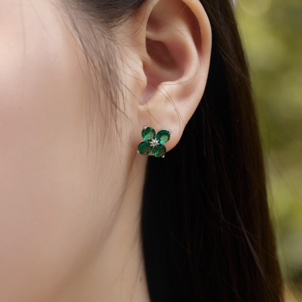 [Elowen Jewels]Four-Leaf Clover Eight-Pointed Star Earrings