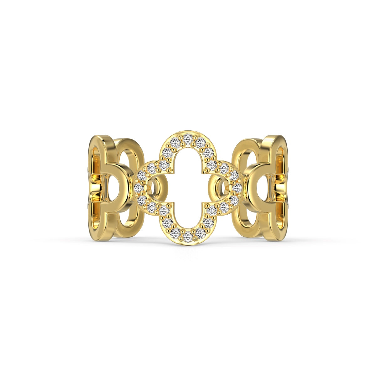 [Elowen Jewels]Hollow Design Four-Leaf Clover Flower Shape Ring