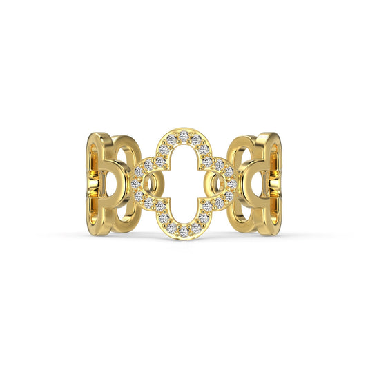 [Elowen Jewels]Hollow Design Four-Leaf Clover Flower Shape Ring