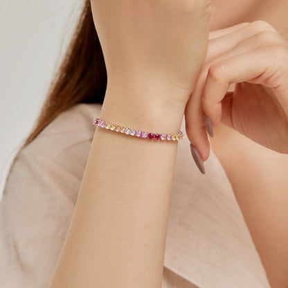 [Elowen Jewels]Radiant Colorful Round Cut Tennis Bracelet