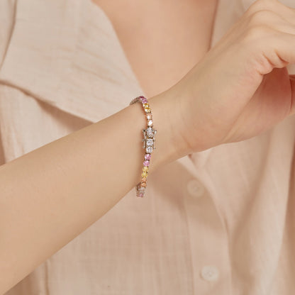 [Elowen Jewels]Radiant Colorful Round Cut Tennis Bracelet