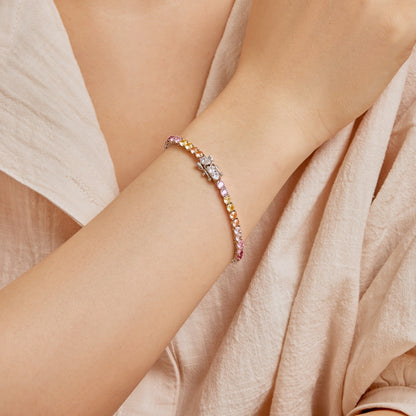 [Elowen Jewels]Radiant Colorful Round Cut Tennis Bracelet