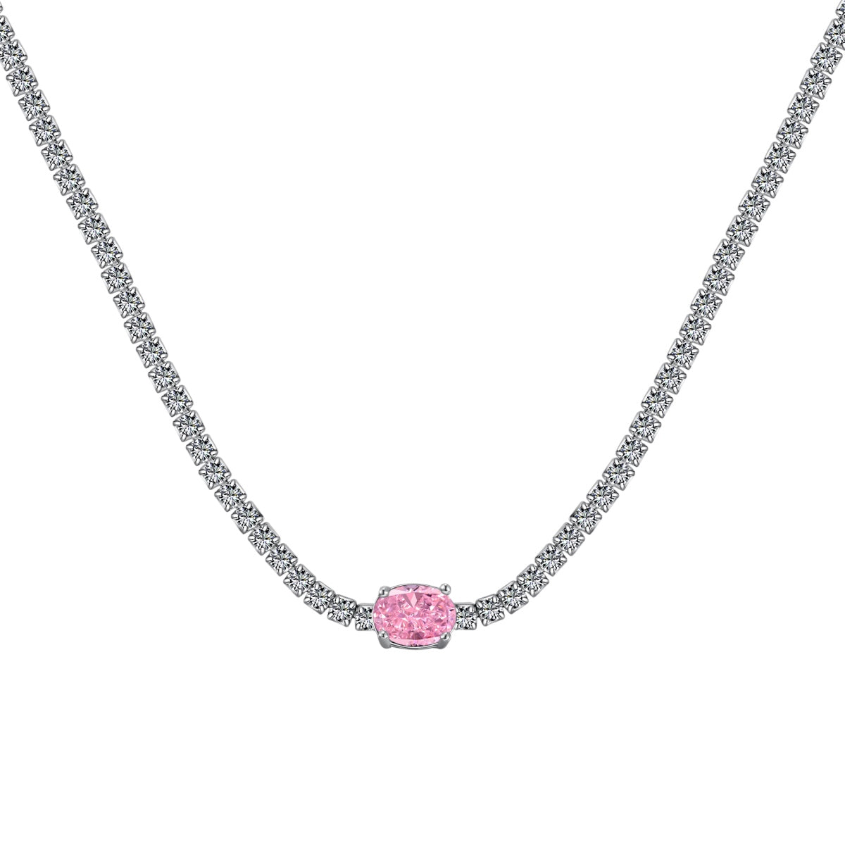 [Elowen Jewels]1.0 Carat Shining Oval Cut Necklace