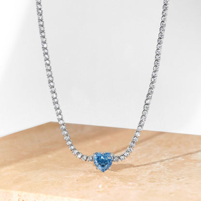 [Elowen Jewels]2.0 Carat Sparkling Tennis Heart Cut Necklace