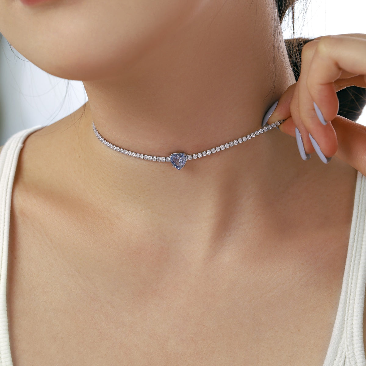 [Elowen Jewels]2.0 Carat Sparkling Tennis Heart Cut Necklace