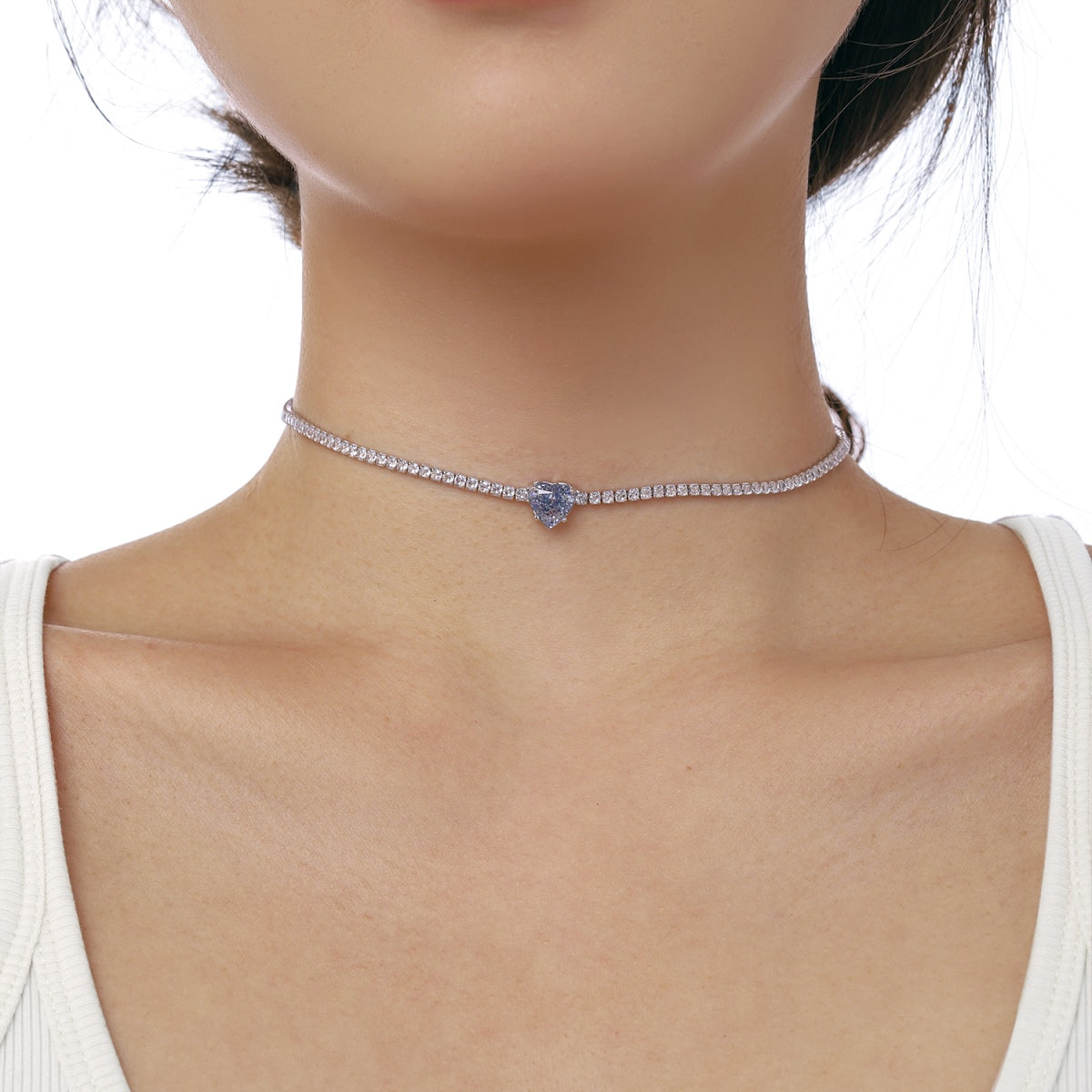 [Elowen Jewels]2.0 Carat Sparkling Tennis Heart Cut Necklace