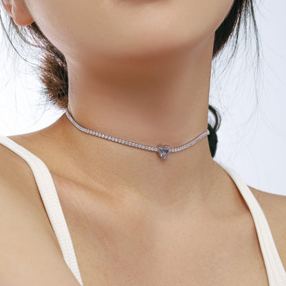 [Elowen Jewels]2.0 Carat Sparkling Tennis Heart Cut Necklace
