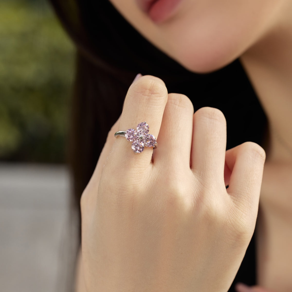 [Elowen Jewels]Four-Leaf Clover Eight-Pointed Star Ring