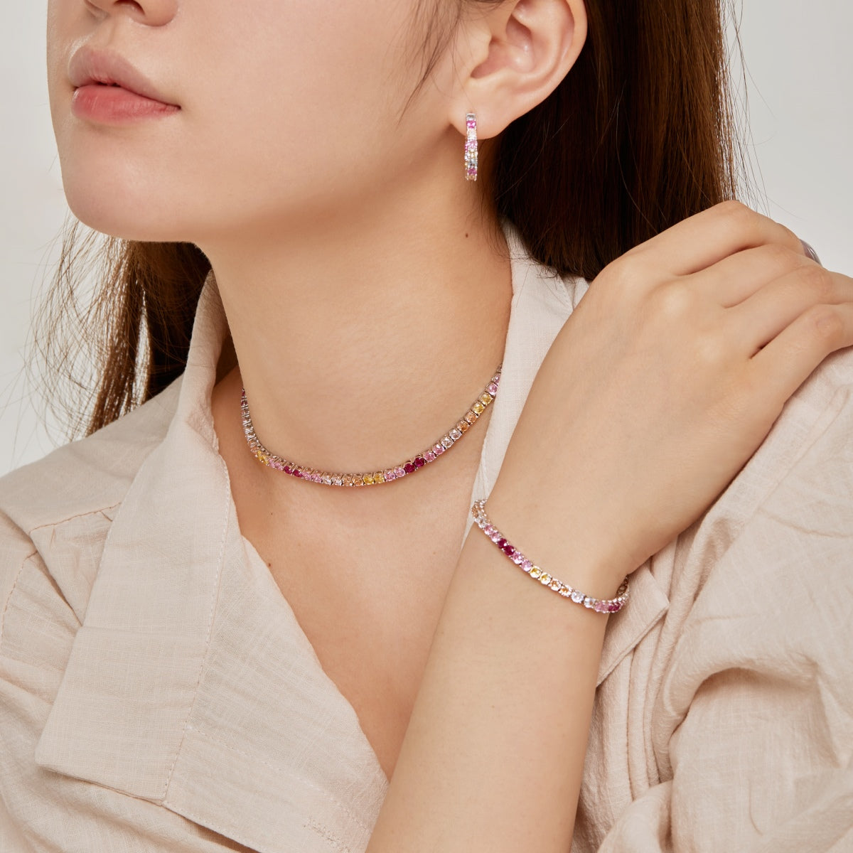[Elowen Jewels]Luxurious Colorful Romantic Heart Shape Lover Bracelet