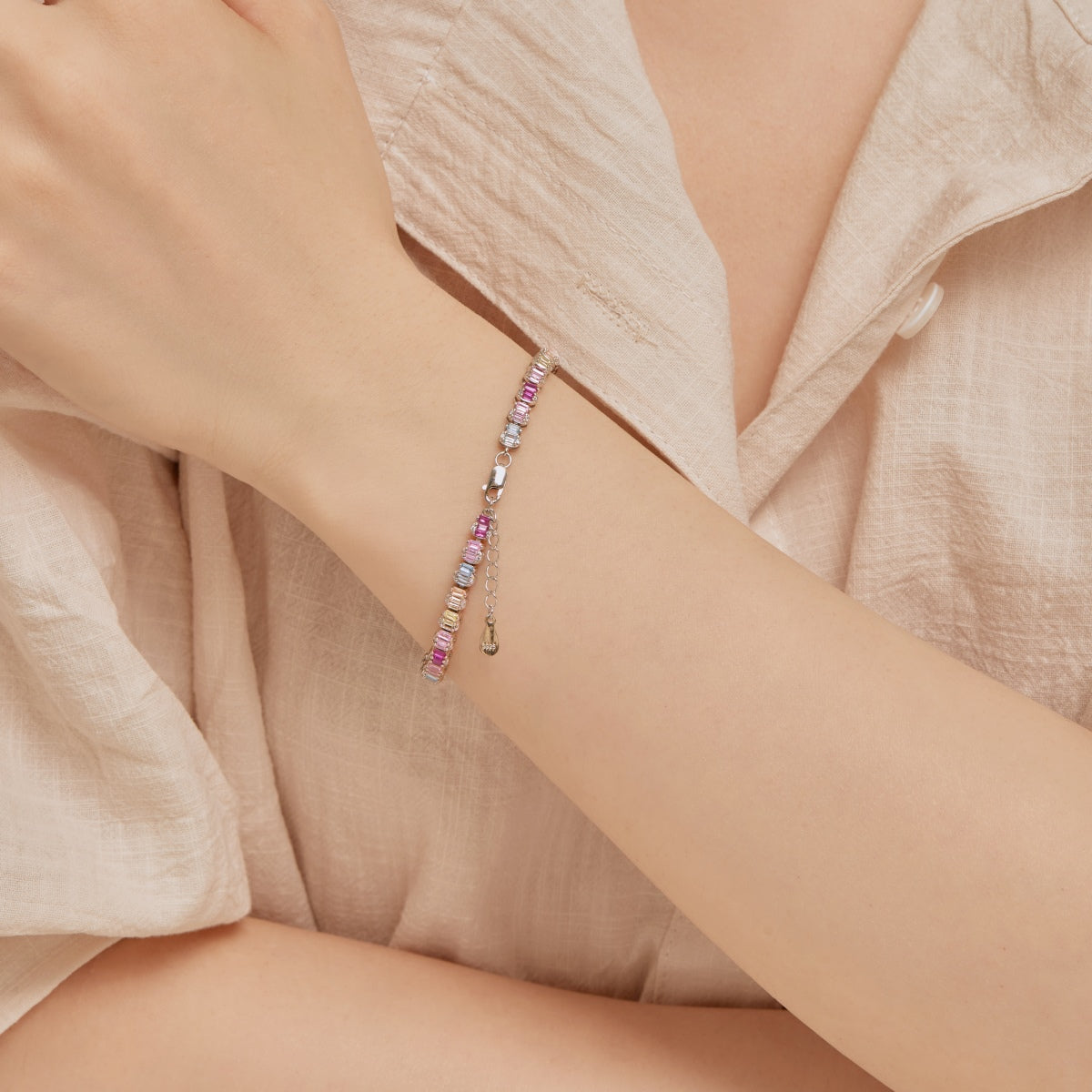 [Elowen Jewels]Delicate Colorful Emerald Cut Party Bracelet