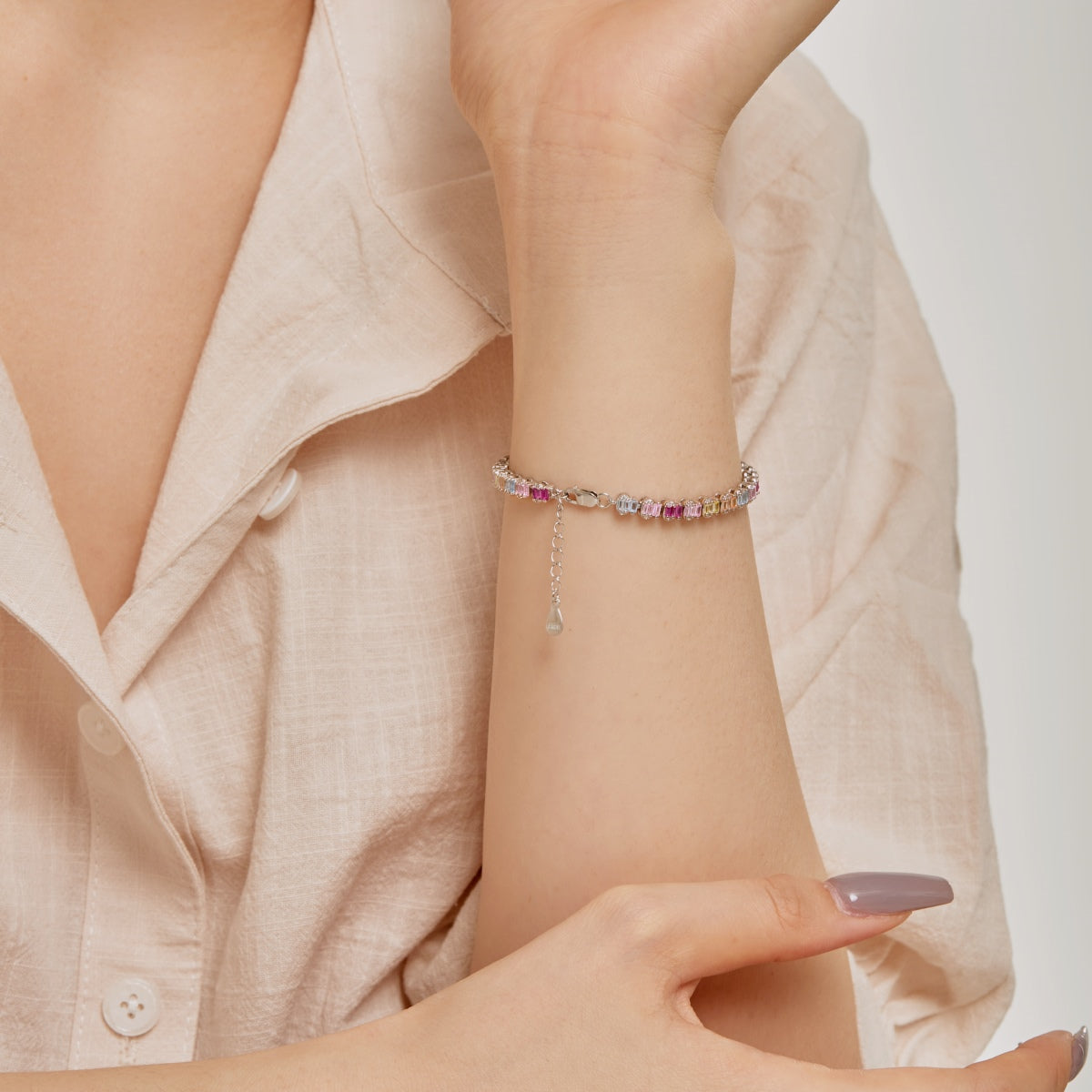 [Elowen Jewels]Delicate Colorful Emerald Cut Party Bracelet