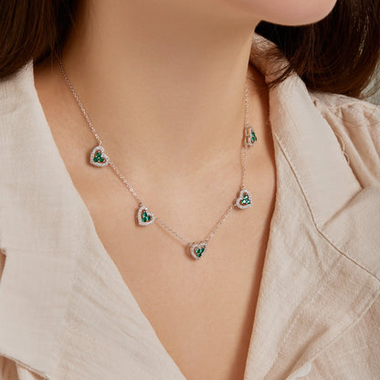 [Elowen Jewels]Sparkling Five Heart Necklace