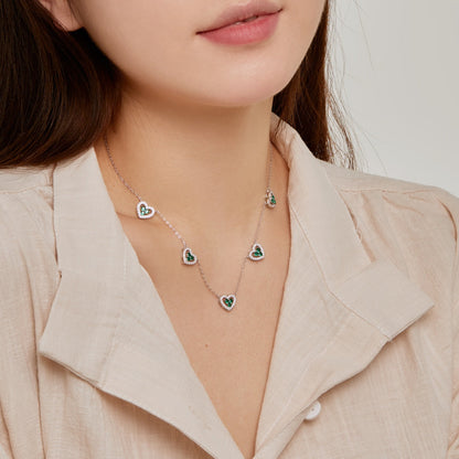[Elowen Jewels]Sparkling Five Heart Necklace