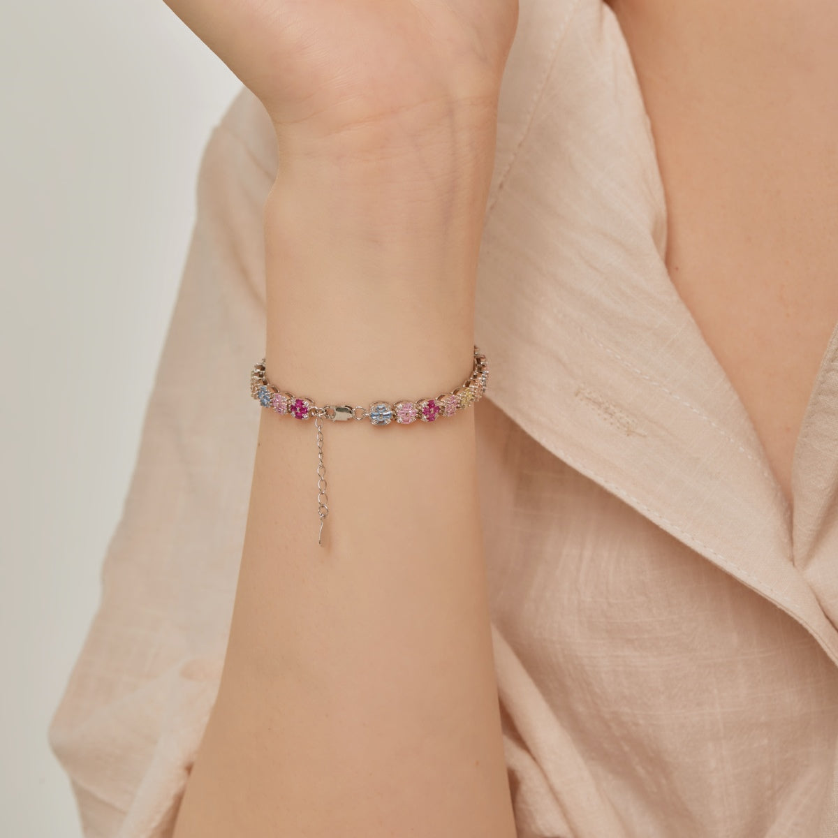 [Elowen Jewels]Delicate Colorful Emerald Cut Daily Bracelet