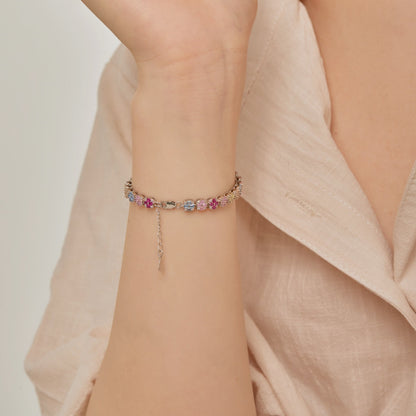 [Elowen Jewels]Delicate Colorful Emerald Cut Daily Bracelet