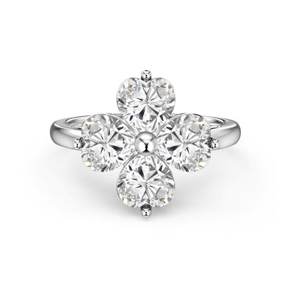 [Elowen Jewels]Heart-shaped Four-Leaf Clover Ball Ring