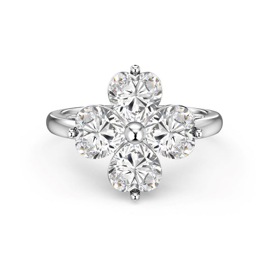 [Elowen Jewels]Heart-shaped Four-Leaf Clover Ball Ring