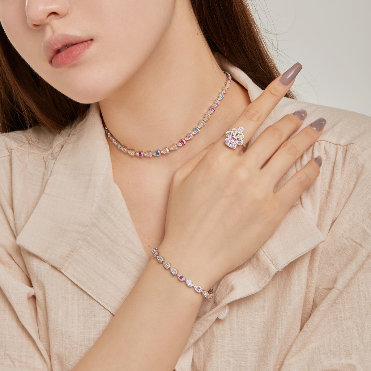 [Elowen Jewels]0.25 Carat Radiant Water Drop Shape Daily Bracelet