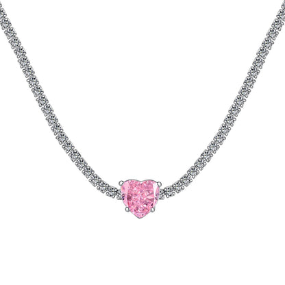 [Elowen Jewels]2.0 Carat Sparkling Tennis Heart Cut Necklace