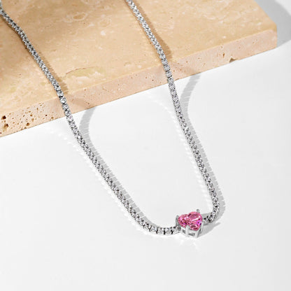 [Elowen Jewels]2.0 Carat Sparkling Tennis Heart Cut Necklace