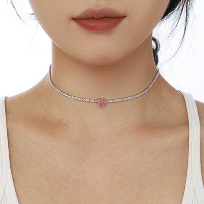 [Elowen Jewels]2.0 Carat Sparkling Tennis Heart Cut Necklace