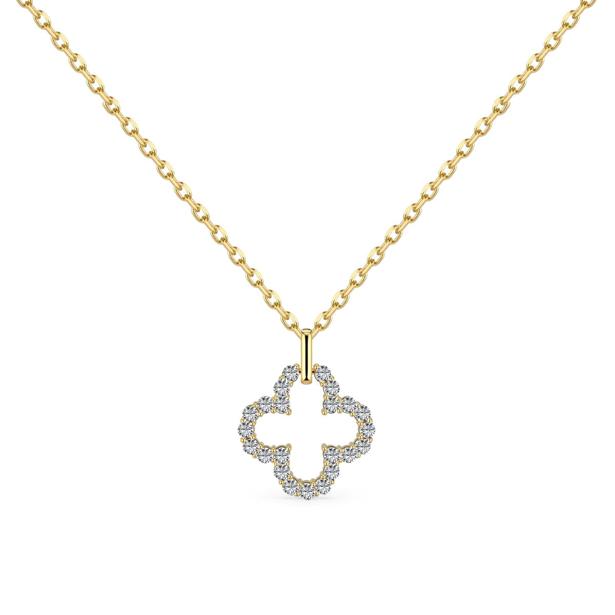 [Elowen Jewels]Four-Leaf Clover Hollow Design Exquisite Necklace